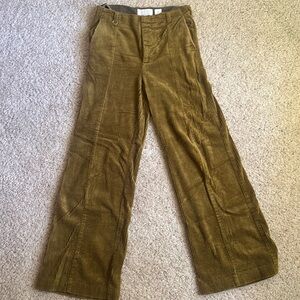 Anthropologie Maeve Wide Leg Corduroy in Moss
